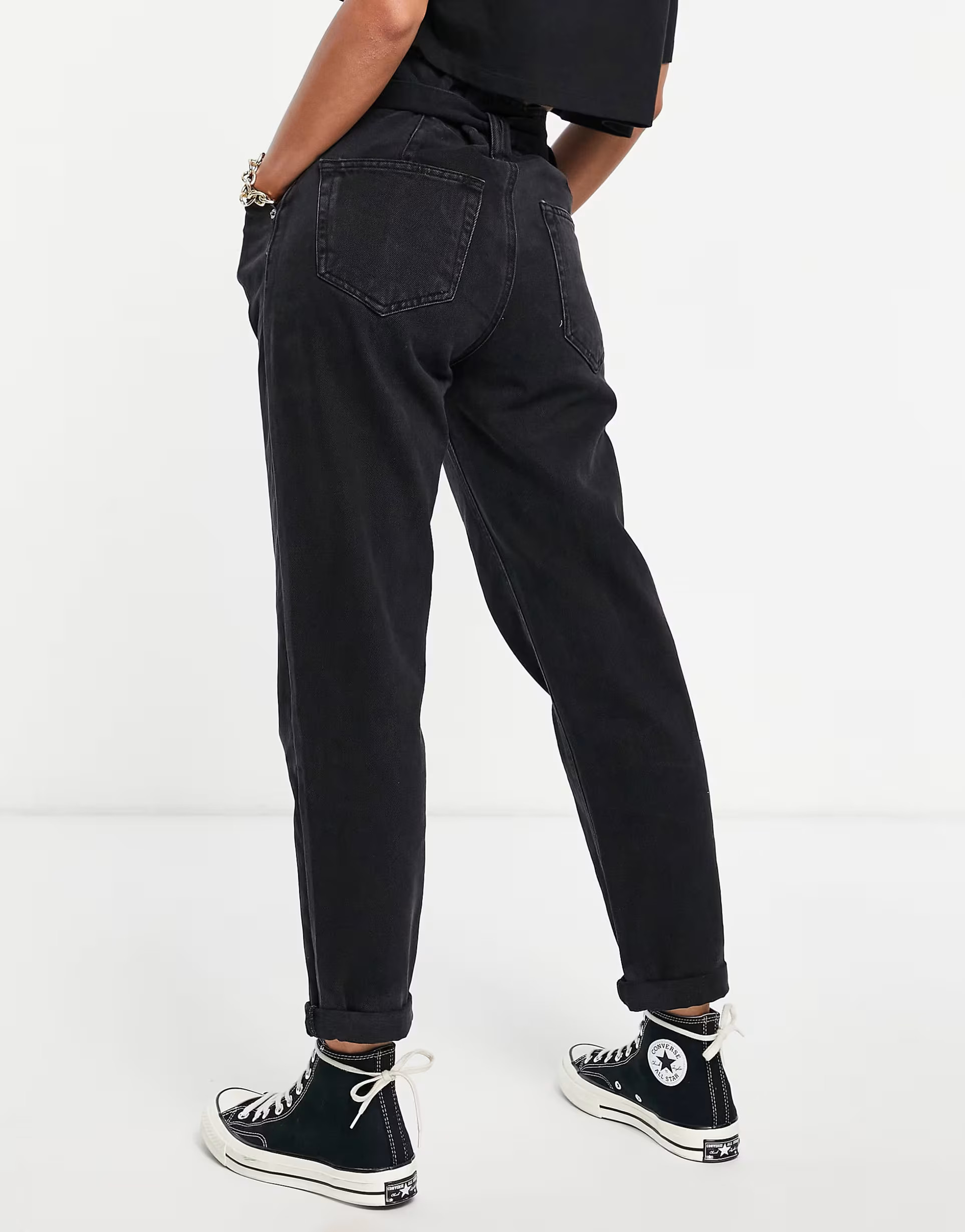 DTT Sultan paper bag waist jeans in washed black | ASOS (Global)