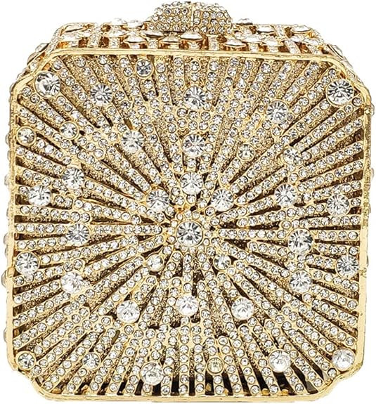 Boutique De FGG Women Metal Box Crystal Clutch Purse Evening Bag Wedding Bridal Rhinestone Handba... | Amazon (US)