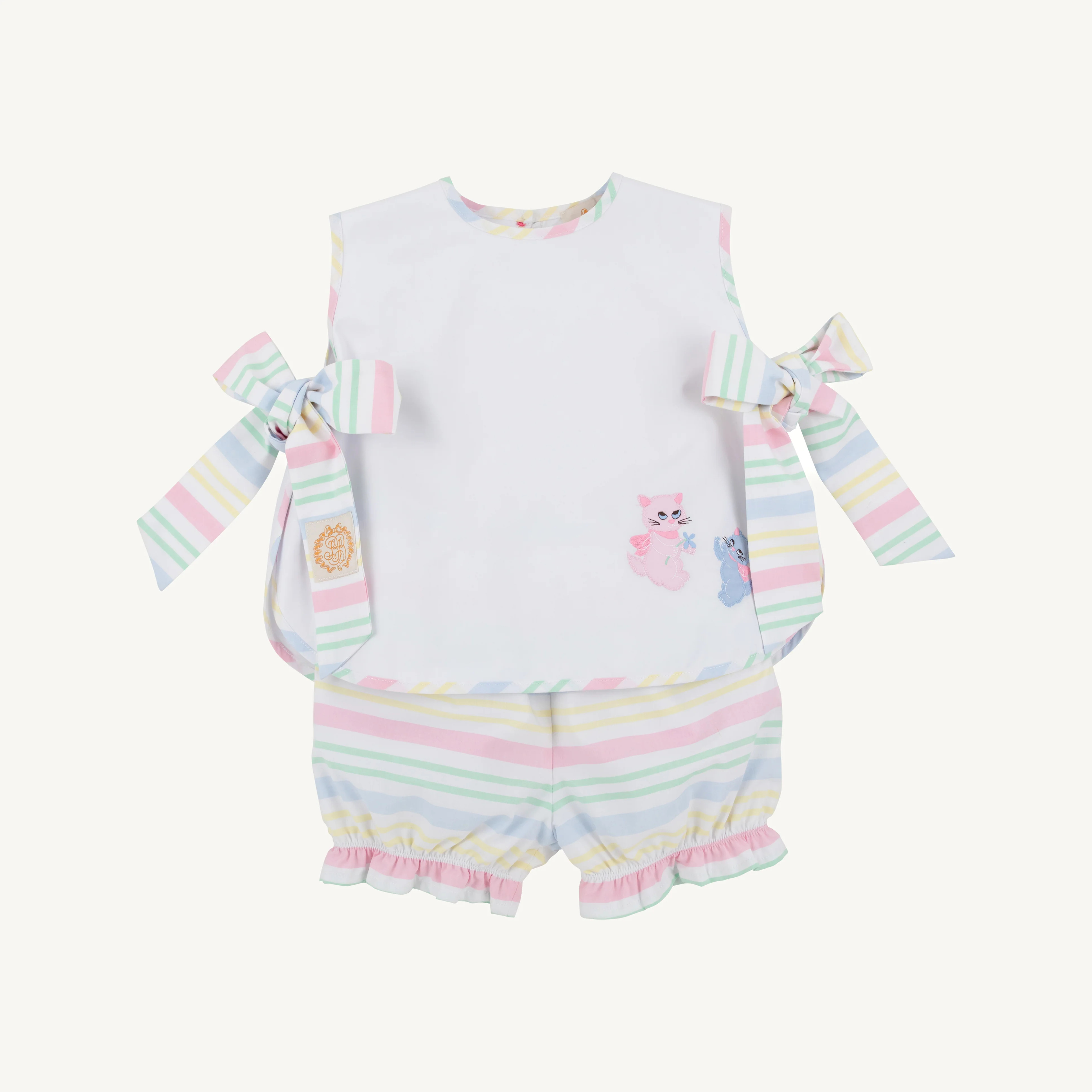 Color
      
      Worth Avenue White & San Antonio Stripe with Cat Applique | The Beaufort Bonnet Company