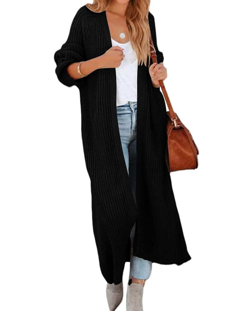 Women's Oversized Long Cardigan Sweaters Long Sleeve Split Open Front Drape Knit Duster Coat | Amazon (US)