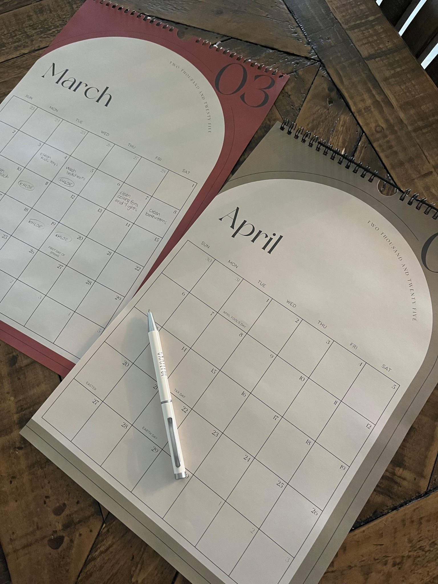 Monthly family calendar 🤍