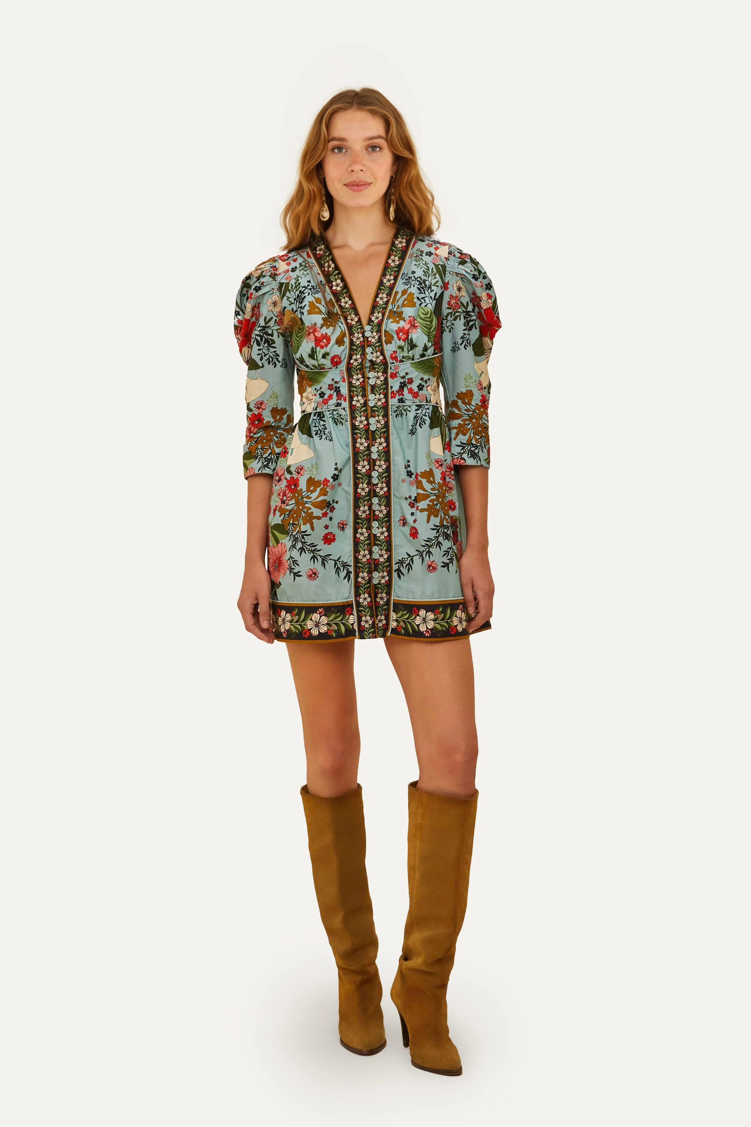 Blue Beauty Bouquet Mini Dress, BEAUTY BOUQUET BLUE / L | FarmRio (US)