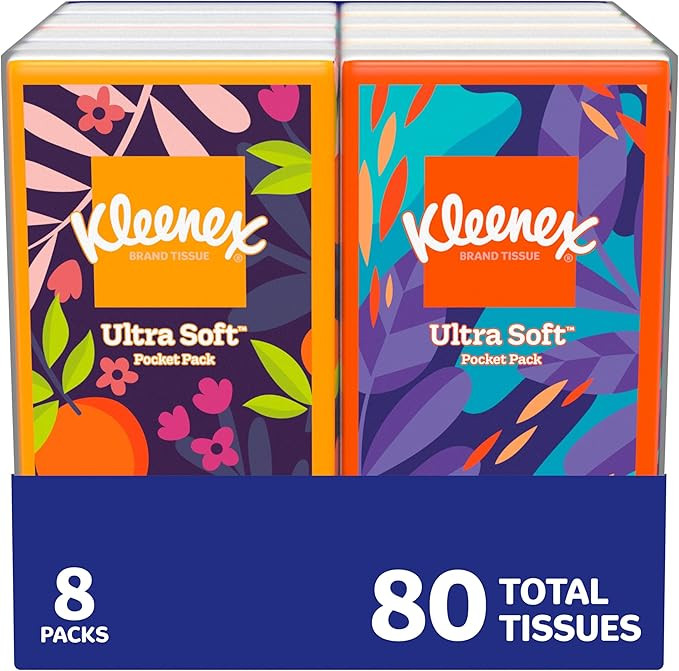 Kleenex On-The-Go Facial Tissues, 8 On-The-Go Packs, 10 Tissues per Box, 3-Ply (80 Total), Packag... | Amazon (US)