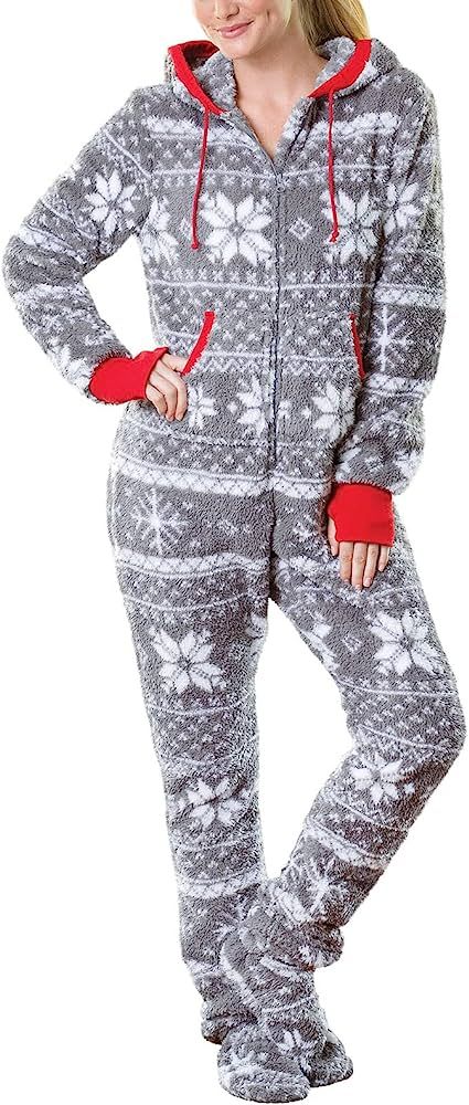 PajamaGram One Piece Pajamas for Women - Fleece Womens Onesie | Amazon (US)