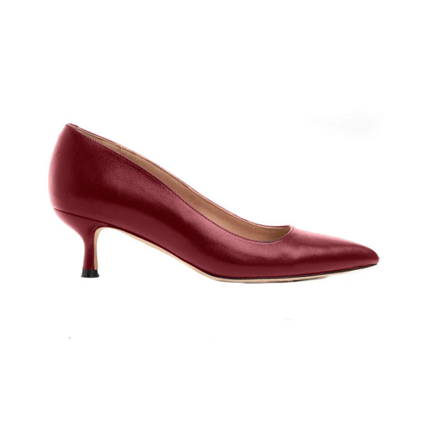 Midnight Maroon Leather Kitten Heel | ALLY Shoes