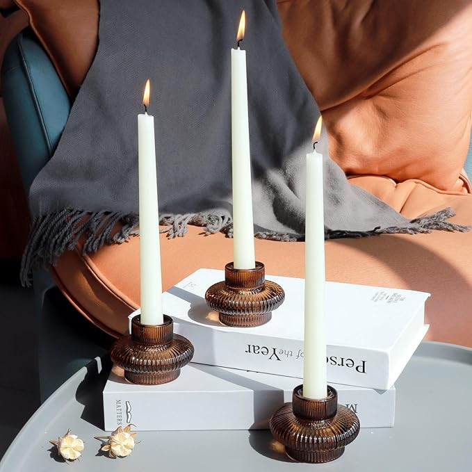 VOHO Brown Candlestick Holders Set of 6, Old Fashioned Candle Sticks Holder Decor for Daily Room/... | Amazon (US)