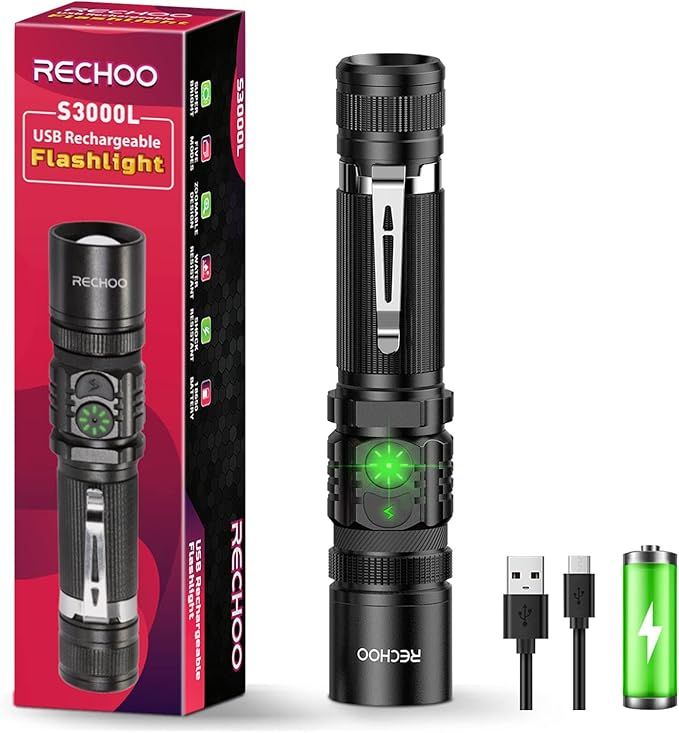RECHOO Flashlight USB Rechargeable Double Switch S3000L LED Tactical Flashlight High Lumens Super... | Amazon (US)