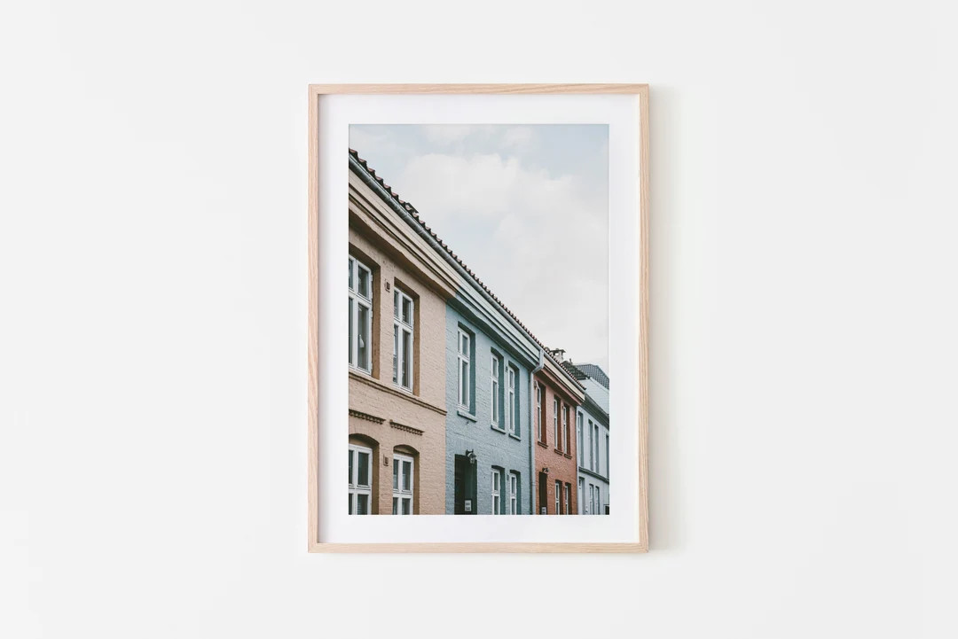 Bergen Wall Art, Norway Wall Art, Pastel Homes, Fine Art Prints, Minimalist Wall Art Print, Moder... | Etsy (US)