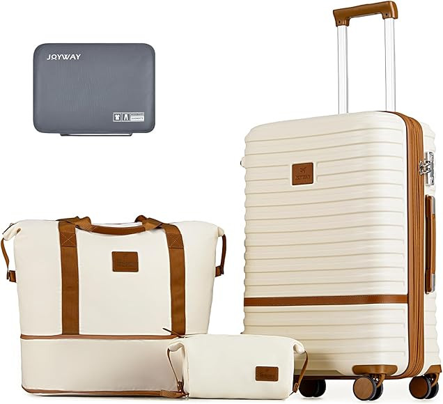 Joyway Expandable 24 Inch Luggage with Spinner Wheels, Lightweight Hard Shell Medium Checked Suit... | Amazon (US)