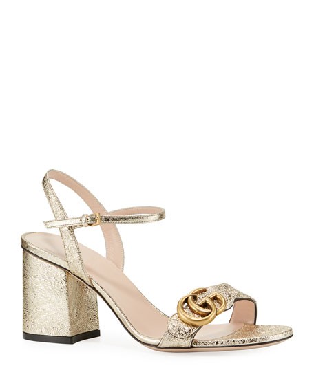 Gucci 75mm Marmont Metallic Sandal | Neiman Marcus
