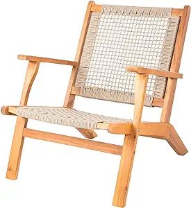 Patio Sense 62773 Vega Natural Stain Outdoor Chair Acacia Wood Construction Hand Woven Seat Mid C... | Amazon (US)