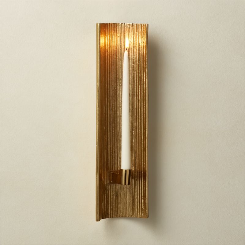 Ripple Brass Wall Sconce Modern Taper Candle Holder + Reviews | CB2 | CB2