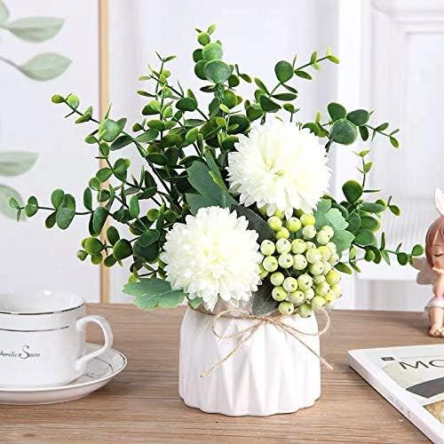 LADADA Artificial Flower Hydrangea and Small CeramicVase Fake Plant Eucalyptus Leaf Berry Flower ... | Amazon (US)