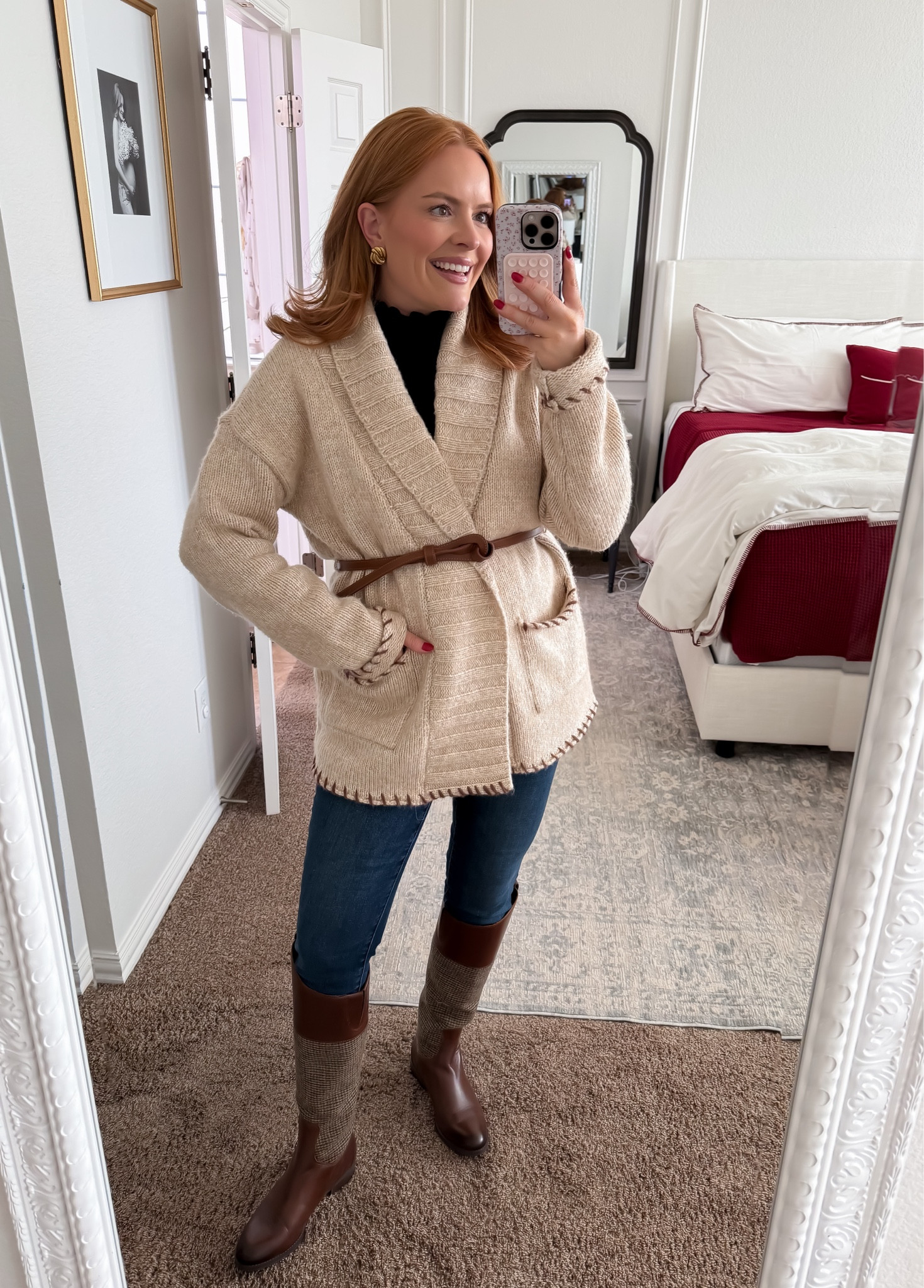 Skinny jeans and riding boots styled with a belted cardigan for a flattering, polished everyday outfit. This look adds shape and structure while keeping the outfit comfortable and wearable.

A great example of a modern skinny jeans outfit and a classic riding boots outfit for fall and winter everyday wear.

#LTKmomlife #LTKWorkwear #LTKootd