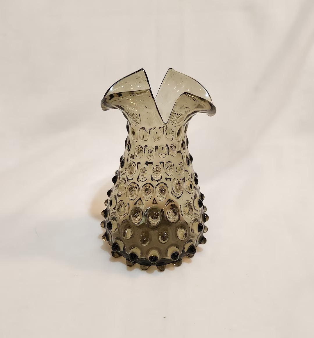 Glass Hobnail Vase With Split Edge Smoky Brown Green Vintage Garden Planters - Etsy | Etsy (US)