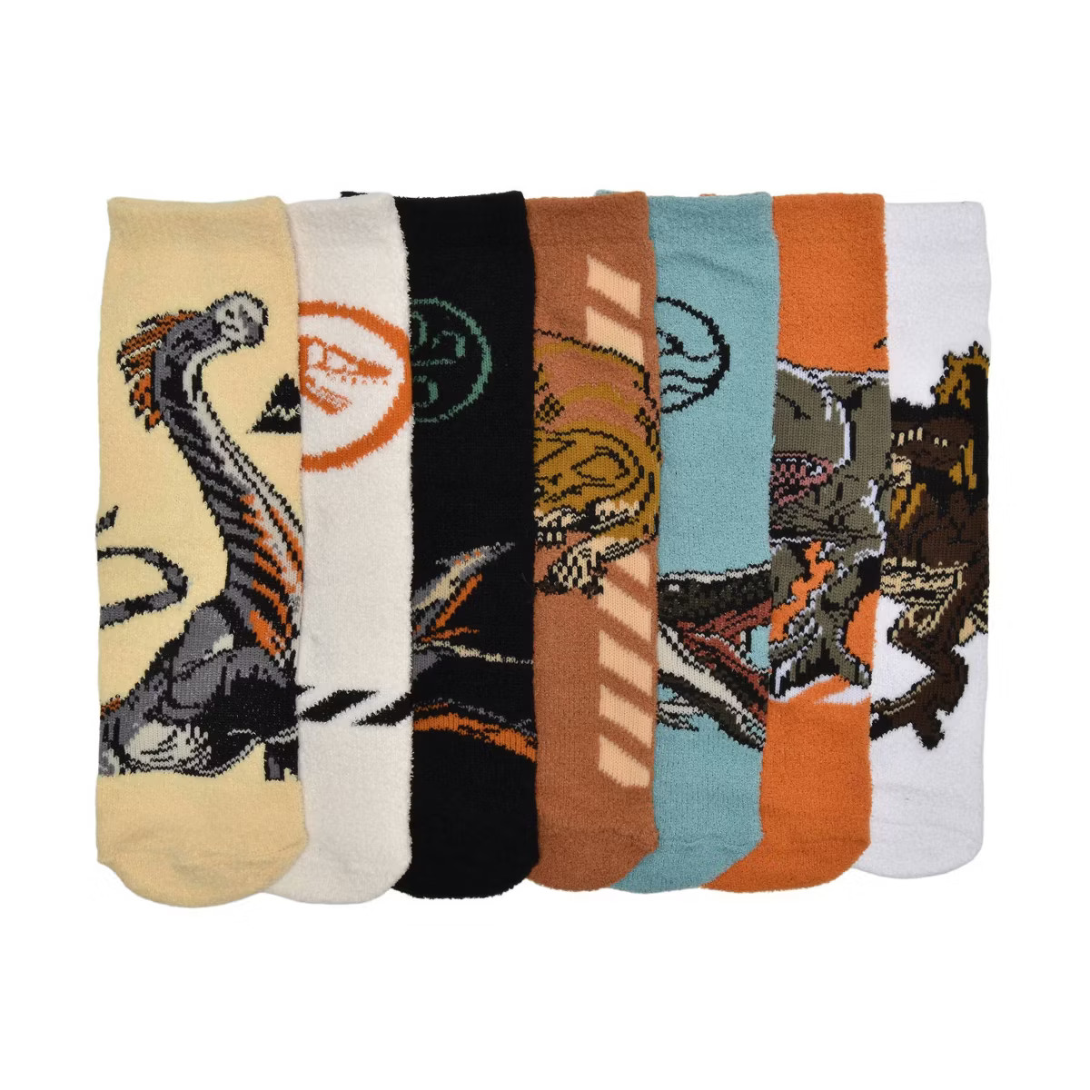 Boys' Jurassic 7 Days Of Cozy Socks - Ivory | Target