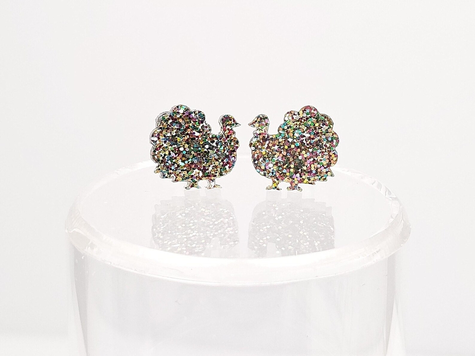 Turkey Stud Earrings, Glitter Acrylic Holiday Earrings, Thanksgiving Turkey Autumn Earrings, Fall... | Etsy (US)