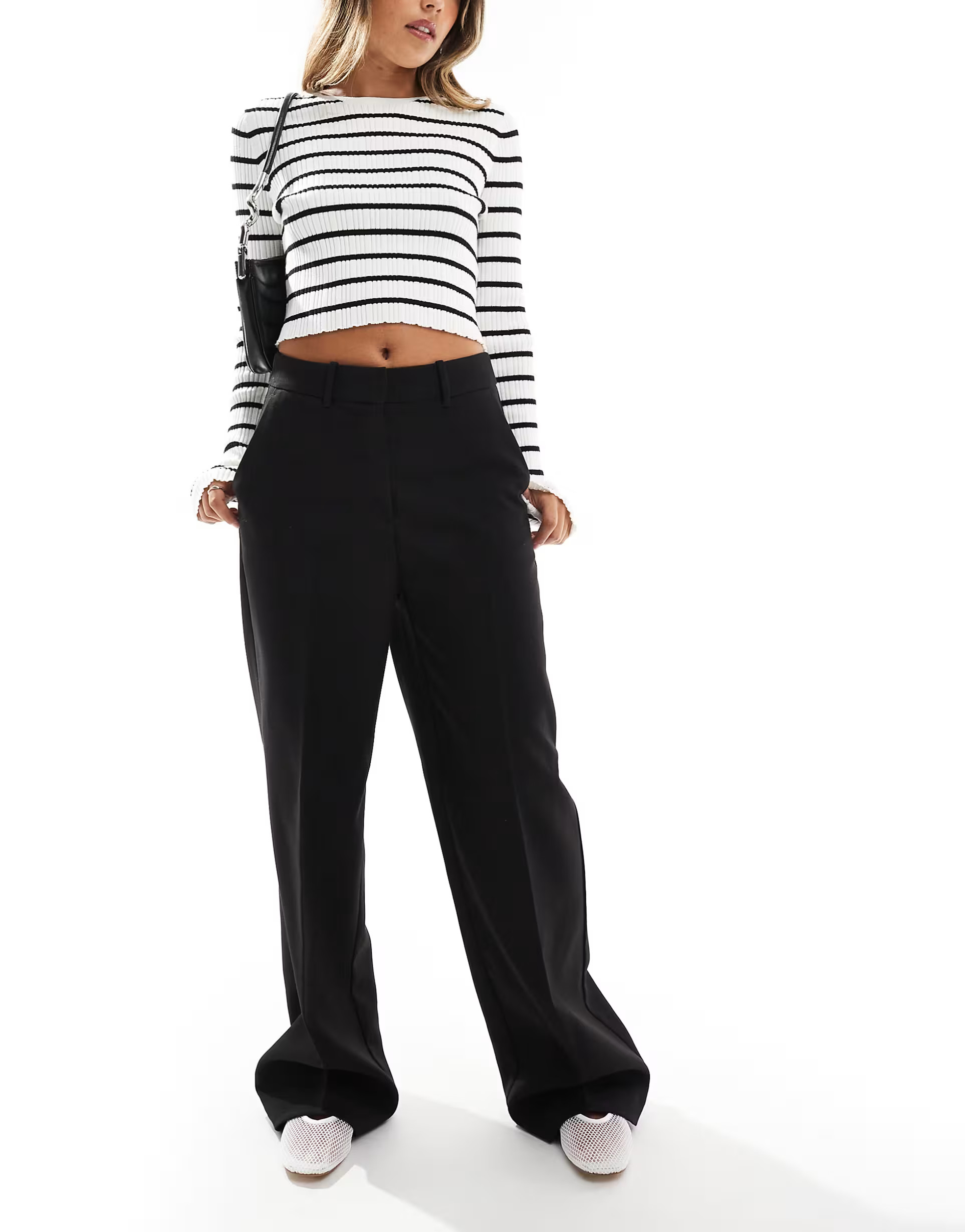 Vero Moda clean wide leg tailored trousers in black | ASOS (Global)