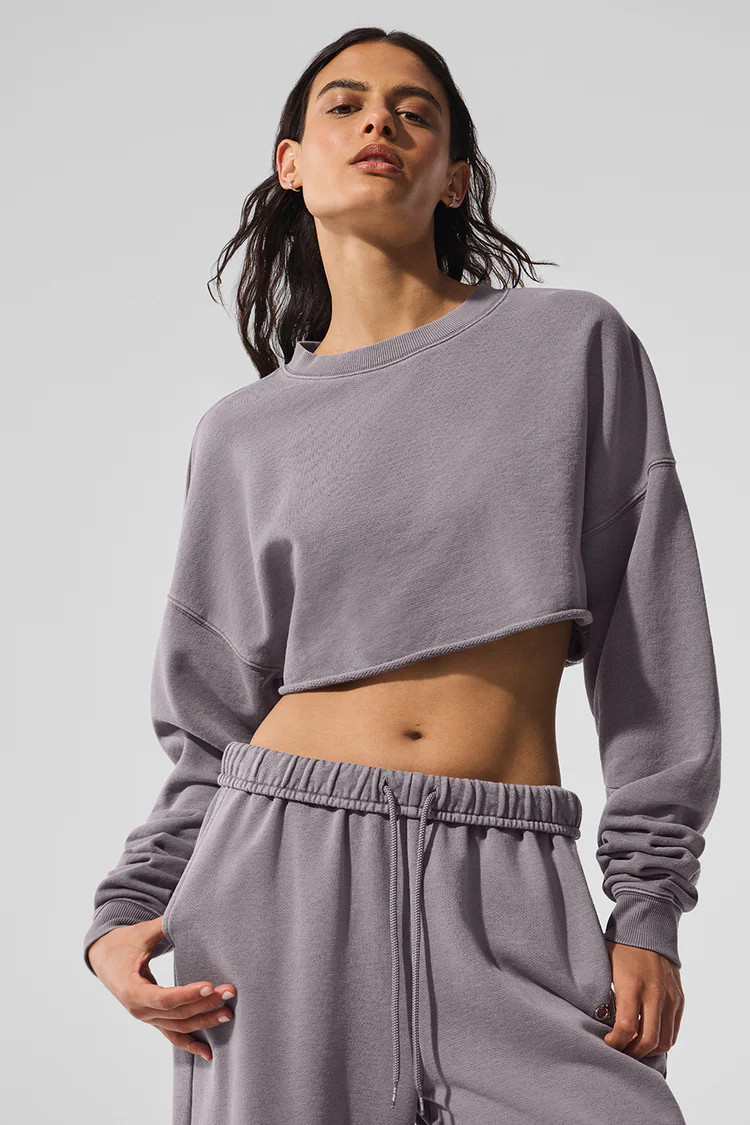 Washed Extreme Cropped Pullover - Cool Grey Wash | Alo Yoga (US)