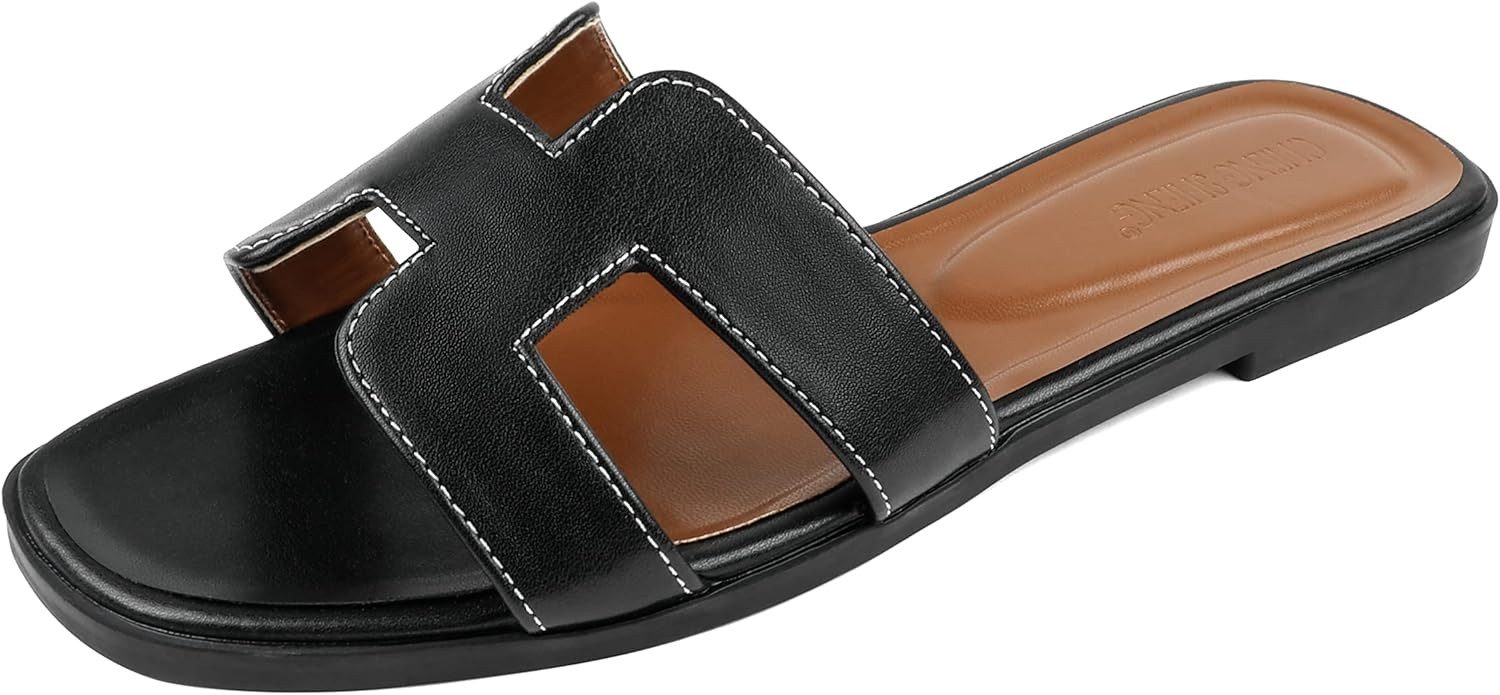 Women's Flat Sandals Classic Slippers Summer Outdoor Slide Sandals H-Band Shoes | Amazon (US)