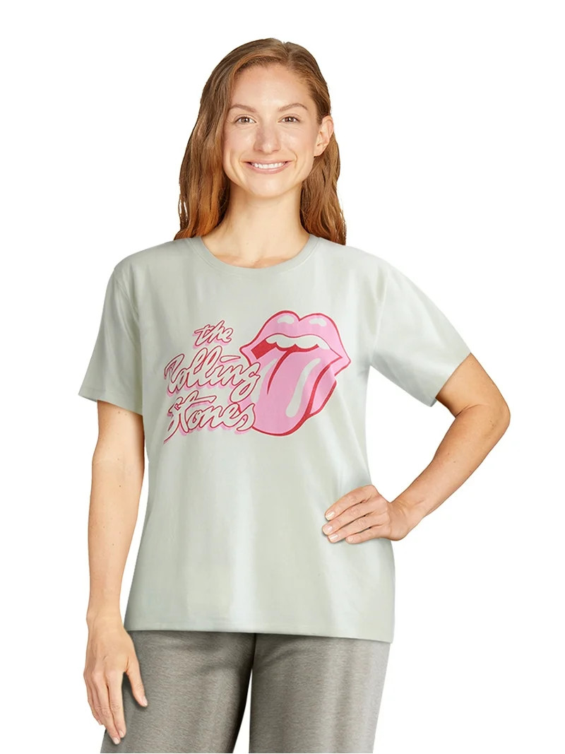 Time and Tru Women’s Rolling Stones Graphic Band Tee with Short Sleeves, Sizes S-XXXL | Walmart (US)