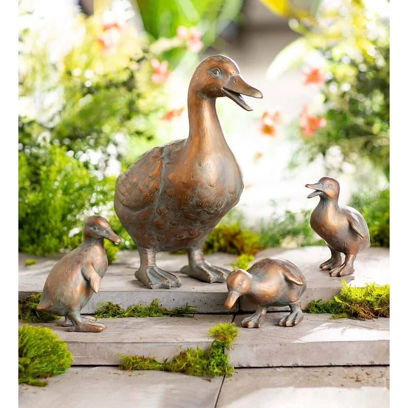 Hulme Duck Family with Mother and Three Babies Garden Statuary | Wayfair North America
