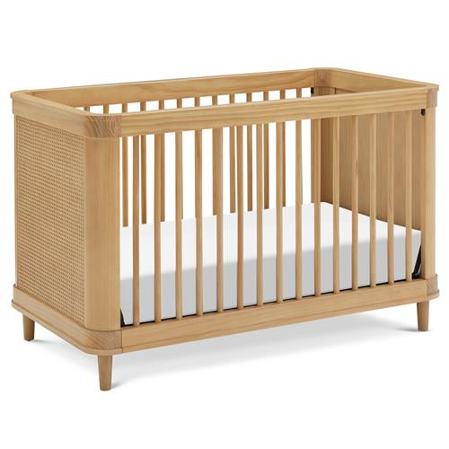 Namesake Marin Modern Classic Honey Cane Wood 3 in 1 Convertible Crib | Kathy Kuo Home