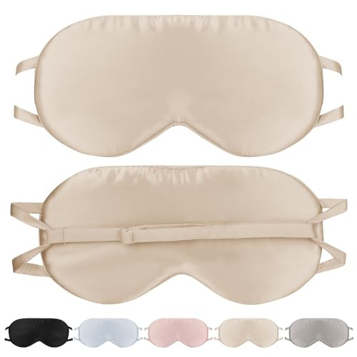 SILKTALE Silk Sleep Mask for Women/Men/Adults with Adjustable Strap Light Blocking Real Silk Eye Mask for Sleeping Plane/Side Sleeper/Travel,Champagne | Amazon (US)