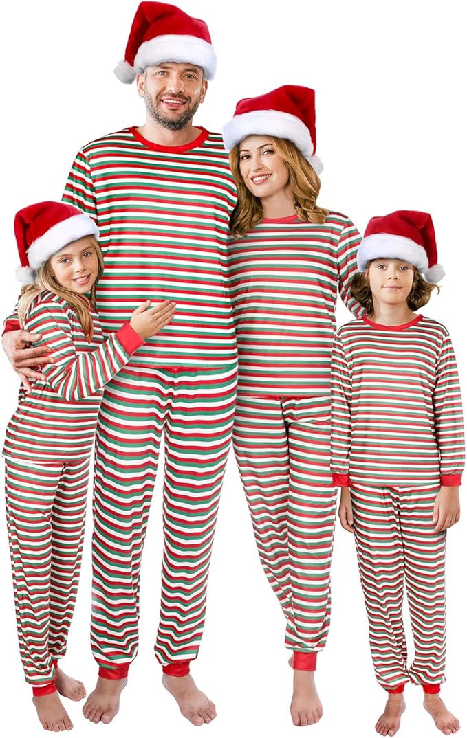 Liitrsh Christmas Family Pajamas Matching Set Striped Pajamas Classic Sleepwear Loungewear Xmas H... | Amazon (US)