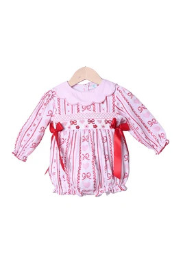 Smocked Fancy Valentine Bow Bubble | The Smocked Flamingo
