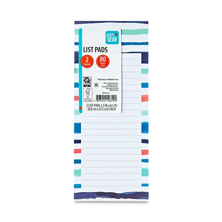 Pen+Gear List Pads, Multicolor Floral & Stripe Design, 80 Sheets Each, 2 Count | Walmart (US)