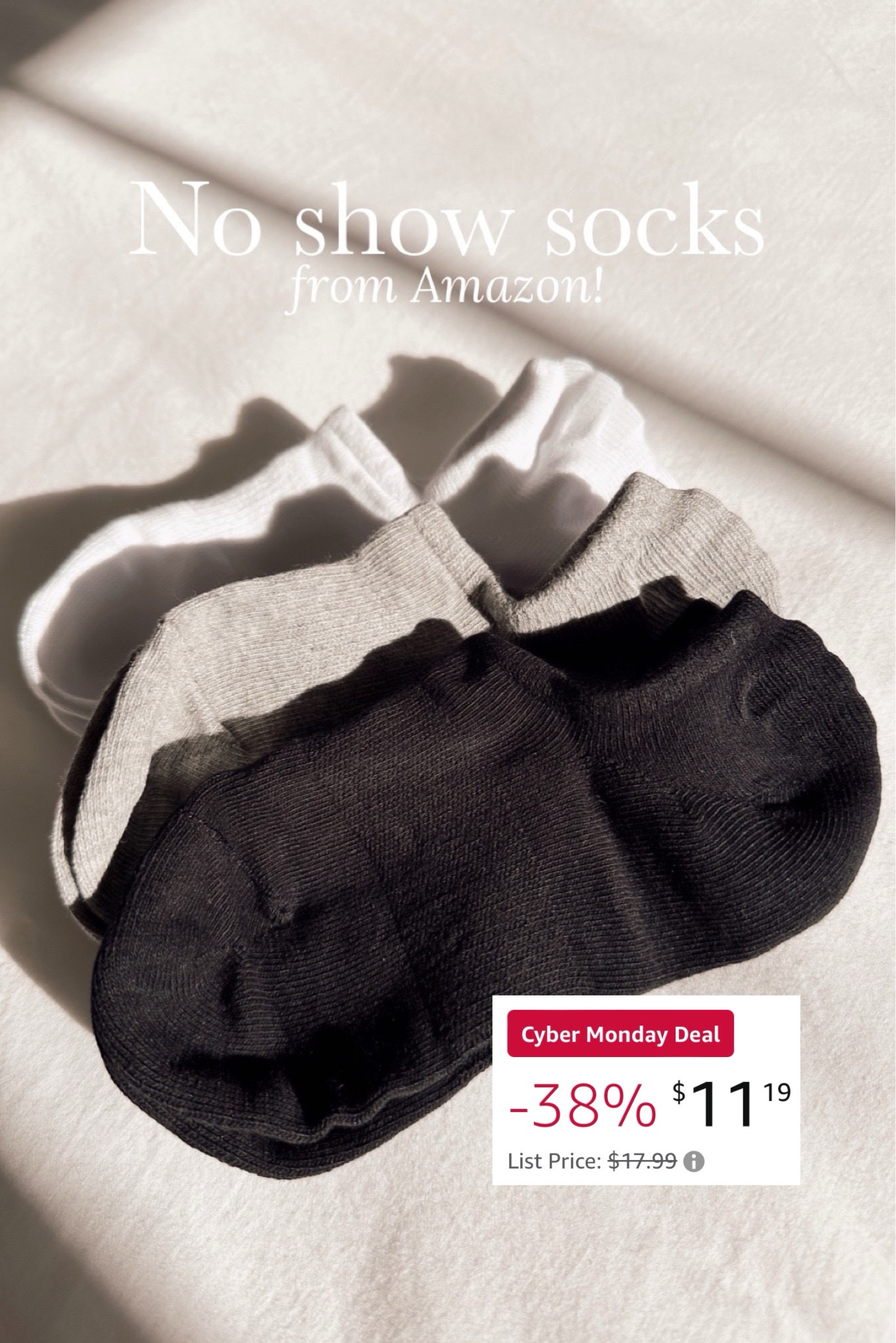 The BEST no show socks from Amazon! You get 6 pairs and they are so comfortable and great quality 🙌🏼 Plus they don’t slip off your ankle! 

#LTKstyletip #LTKsalealert #LTKCyberWeek