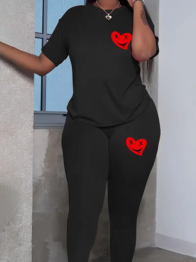 Women's Valentine's Day Casual Outfits Set Plus Size - Temu | Temu Affiliate Program