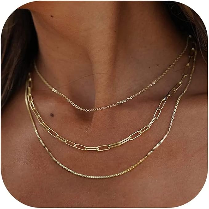 Freekiss Herringbone Necklace for Women,Dainty Gold Necklace,14k Gold Plated Snake,Gold Chain Cho... | Amazon (US)