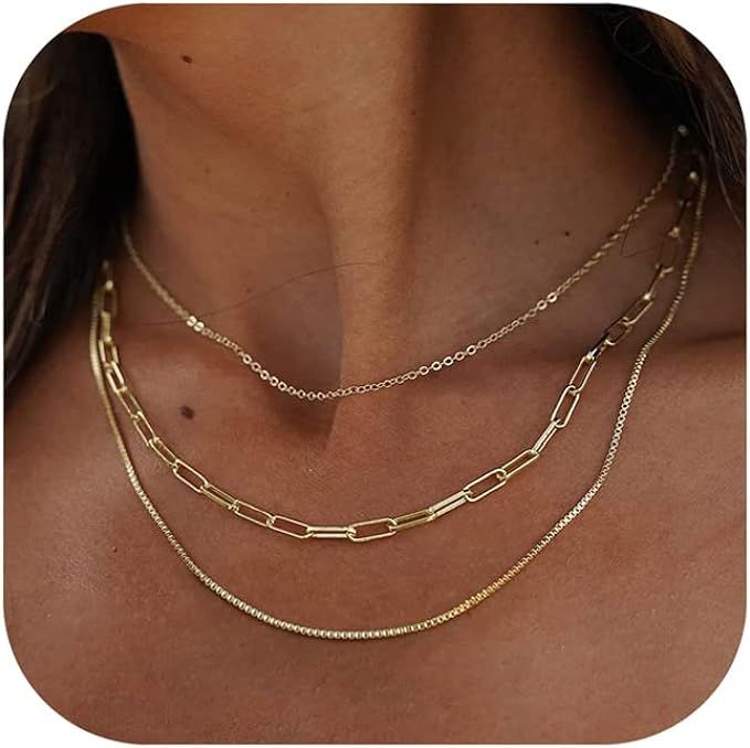 Freekiss Herringbone Necklace for Women,Dainty Gold Necklace,14k Gold Plated Snake,Gold Chain Cho... | Amazon (US)