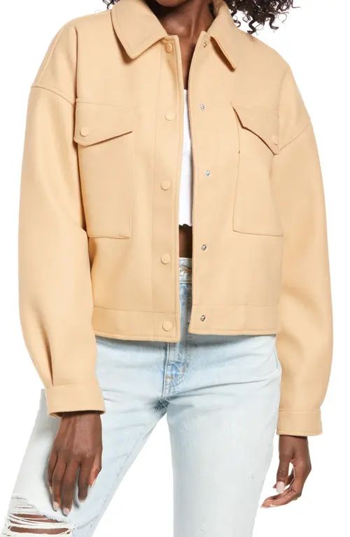 VERO MODA Fortune Lippa Shirt Jacket in Tan at Nordstrom, Size Small | Nordstrom