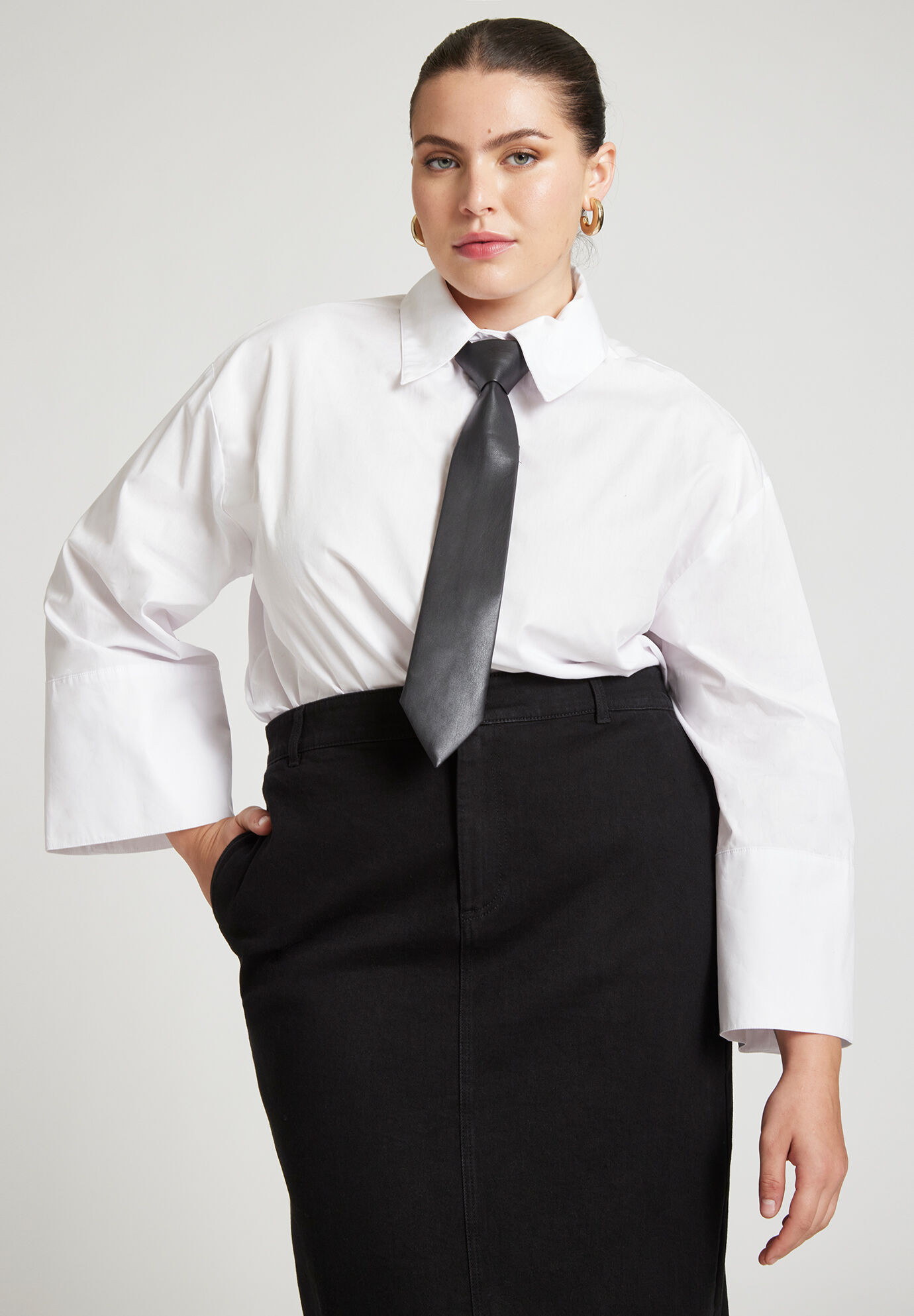 Poplin Shirt With Tie | Eloquii