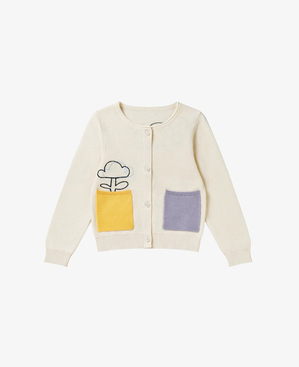 Cotton Knit Cardigan - Cloud | Petite Revery