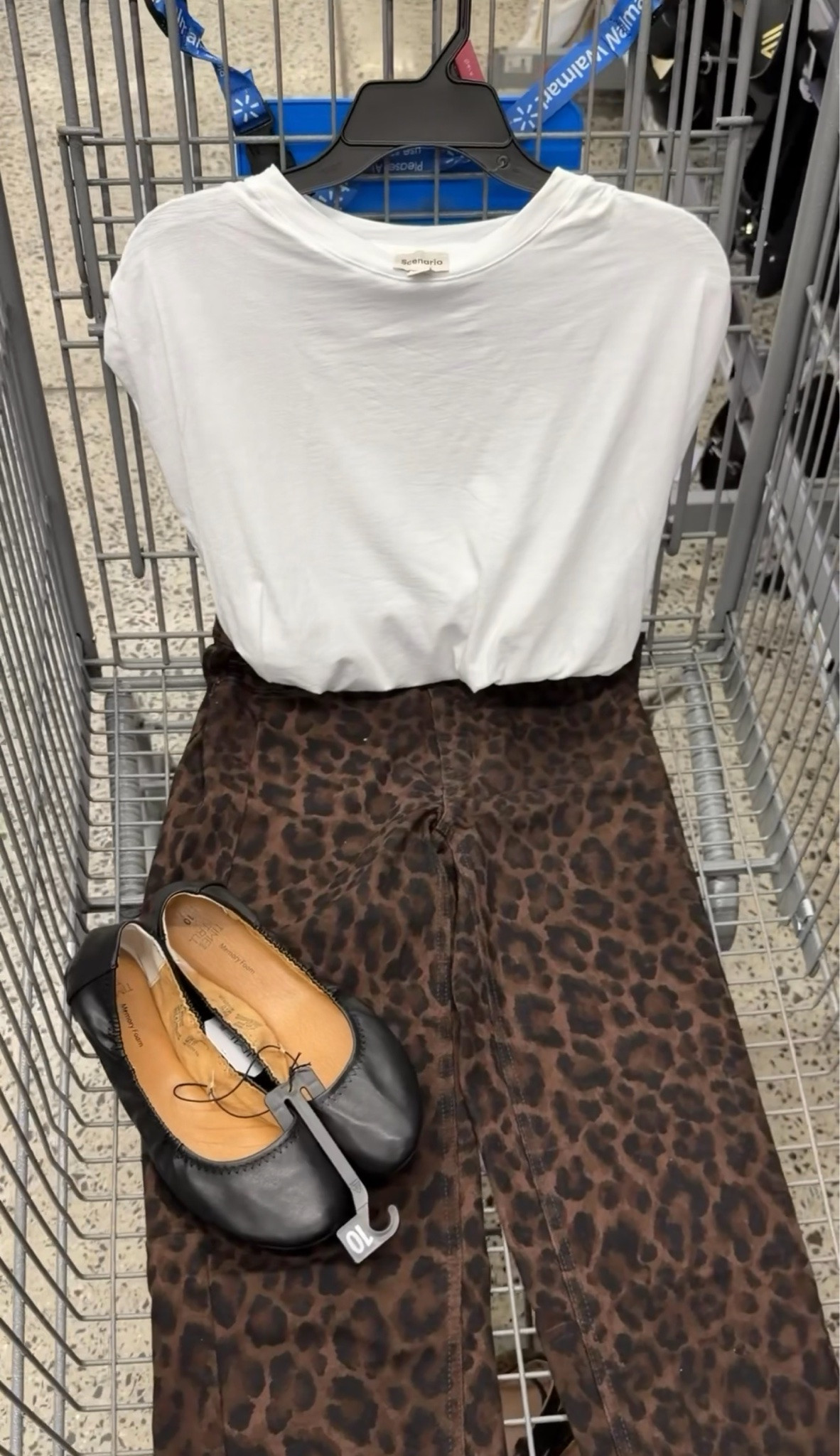 Walmart fall outfit idea with this shirred sleeve top and leopard print jeans, black ballet flats. Top and jeans fit tts, I did a small in the top. #walmartfashion

#LTKOver40