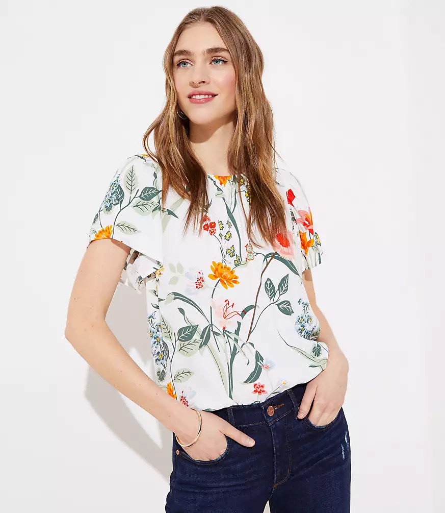 Garden Button Back Flutter Top | LOFT