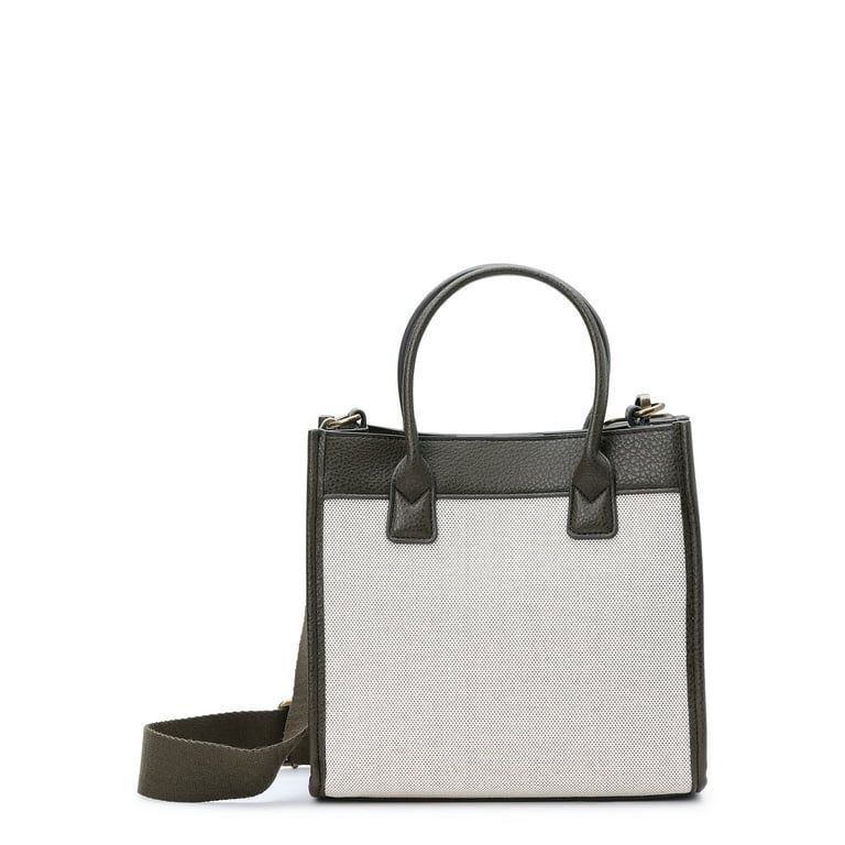 Time and Tru Women's Canvas Mini Tote Bag with Removable Strap, Natural | Walmart (US)