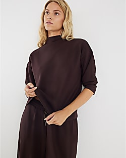 Brown Premium Long Sleeve Top | River Island UK & IE