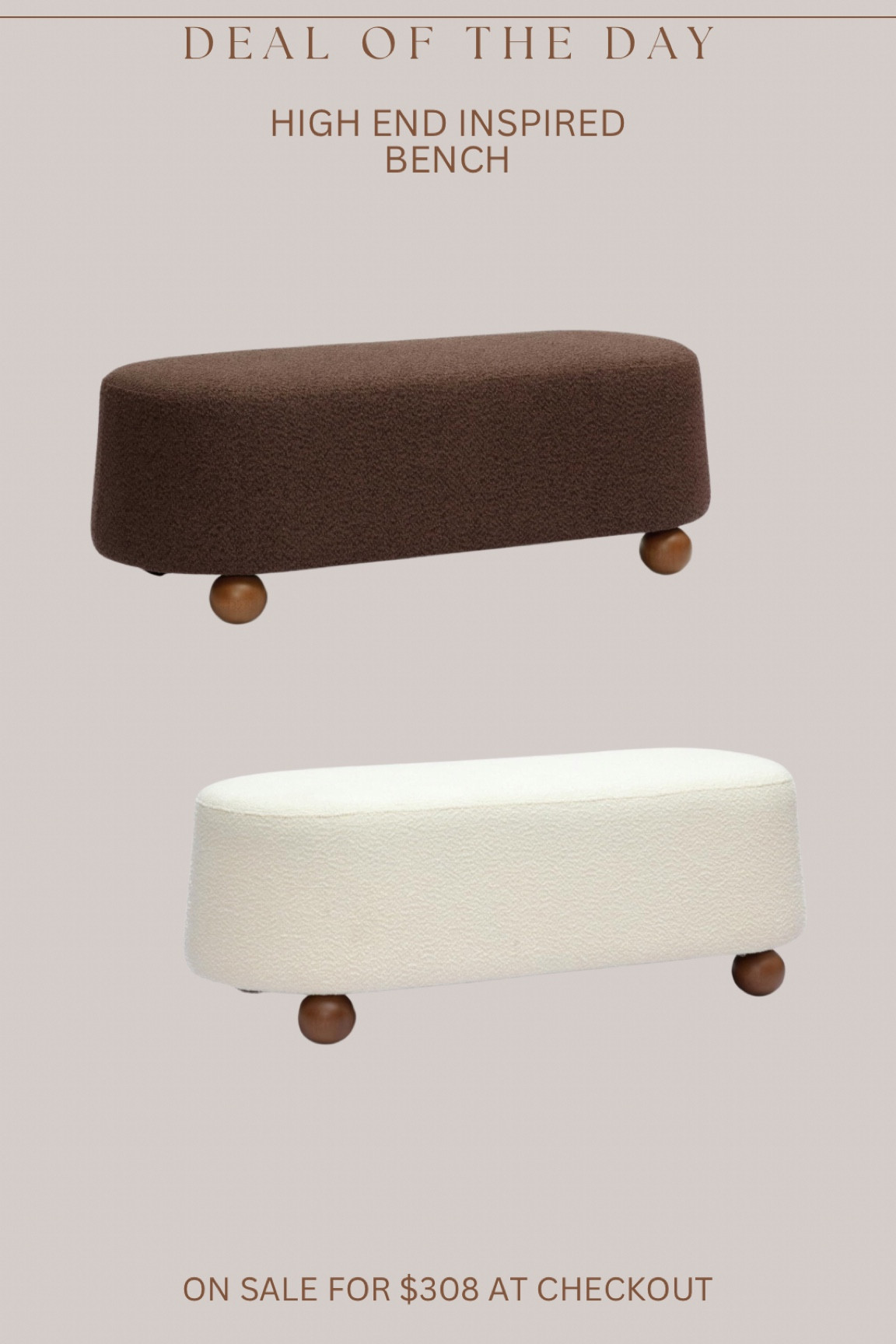 😍😍😍😍😍 first ever bench in this style omg!!!!! I cannot believe the price for the shape & bun feet! Will sellout! $308 at checkout!! 

#LTKStyleTip #LTKSaleAlert #LTKHome