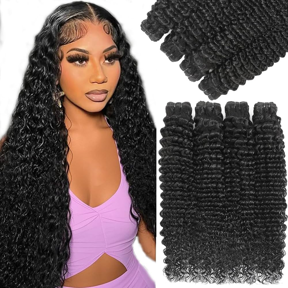 Dilekay 22 24 26 28 Inch Deep Wave Bundles Human Hair 12A Human Hair Bundles 100% Unprocessed Bra... | Amazon (US)