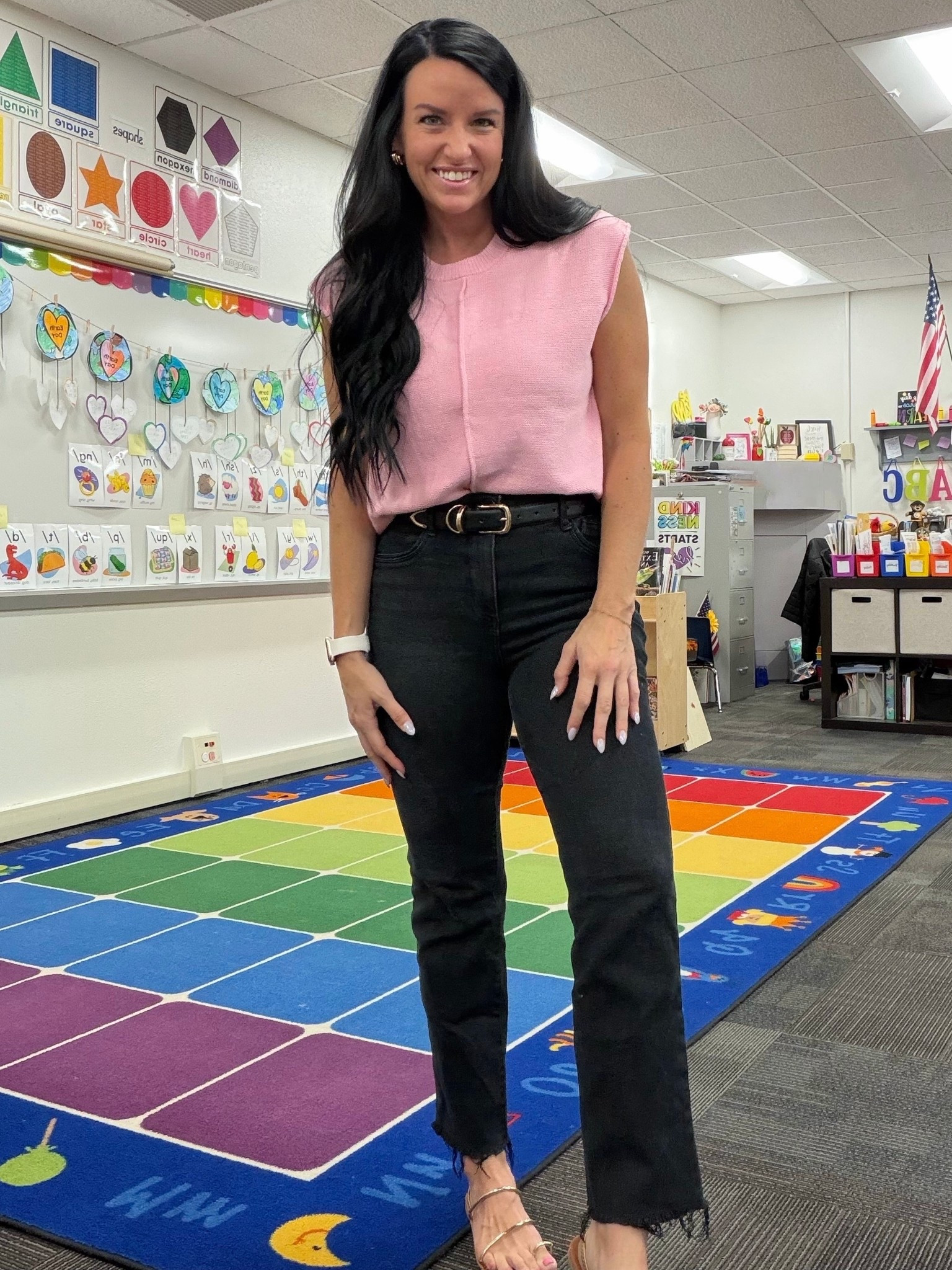 Teacher outfit of the day! Pink Amazon short sleeve sweater (size S- comes in many colors and is on deal for $25.98!) and my Wit and Wisdom straight leg ankle crop jeans! (Fit TTS, nice and stretchy with a hugging fit.)

#LTKOver40 #LTKootd #LTKSaleAlert