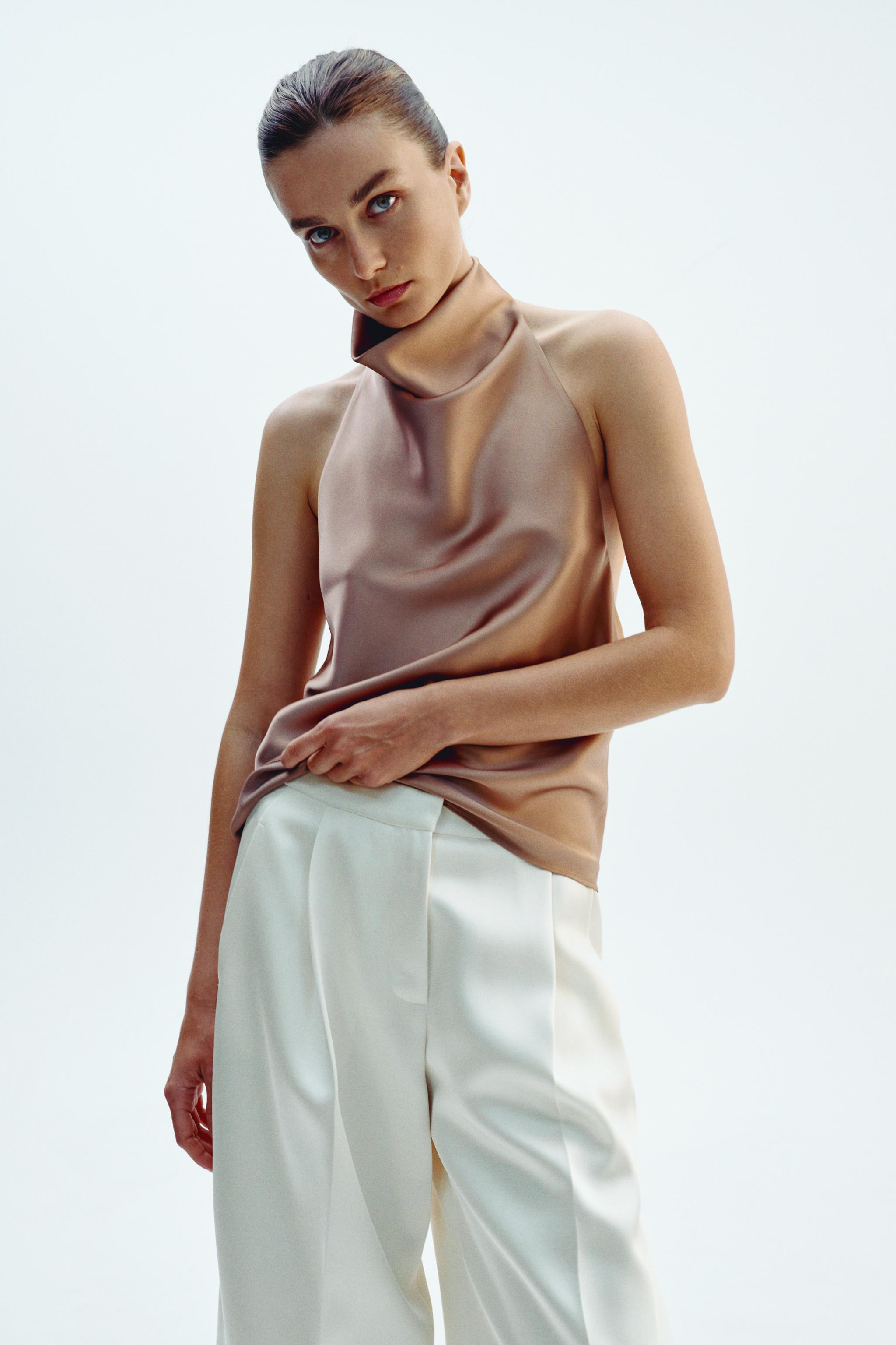 SATIN EFFECT HALTER TOP | Zara US