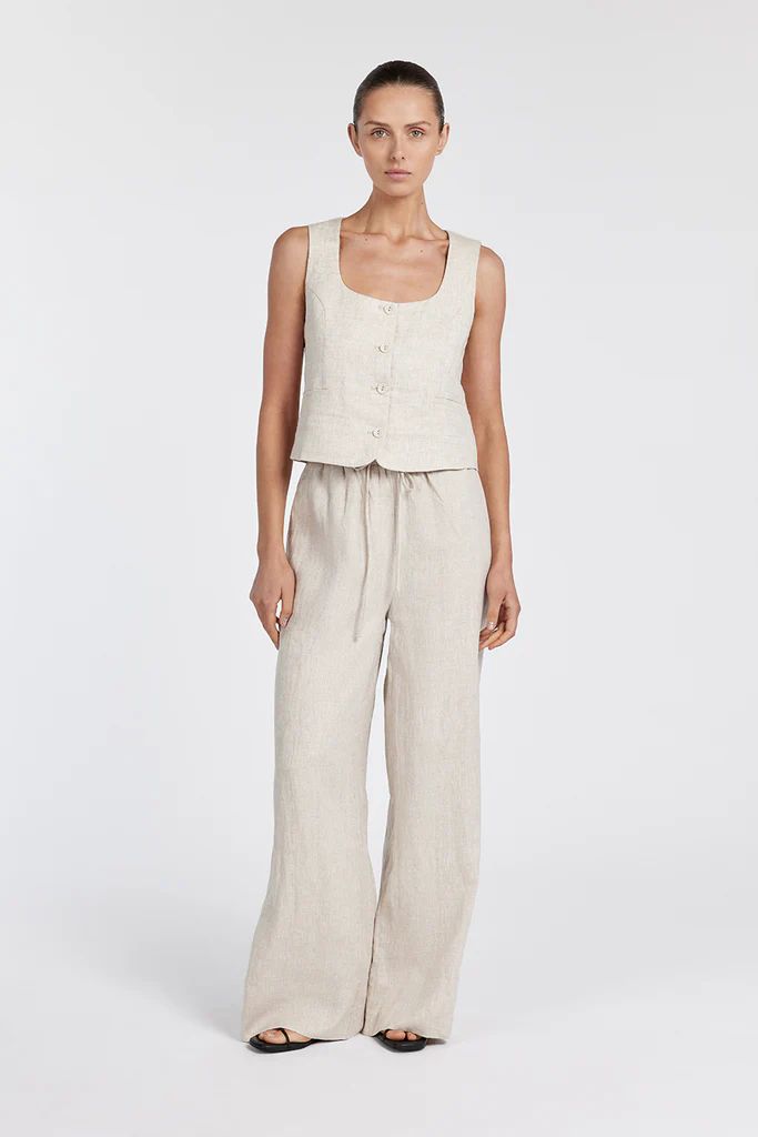 GINA NATURAL LINEN WAIST PANT | DISSH