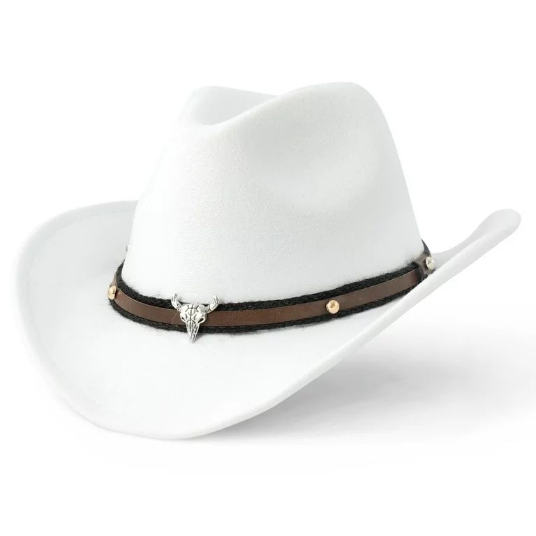 WoWstyle White Cowboy Hat for Adult Men Women Cowgirl Hat with Adjustable Leather Hat Band Wester... | Walmart (US)