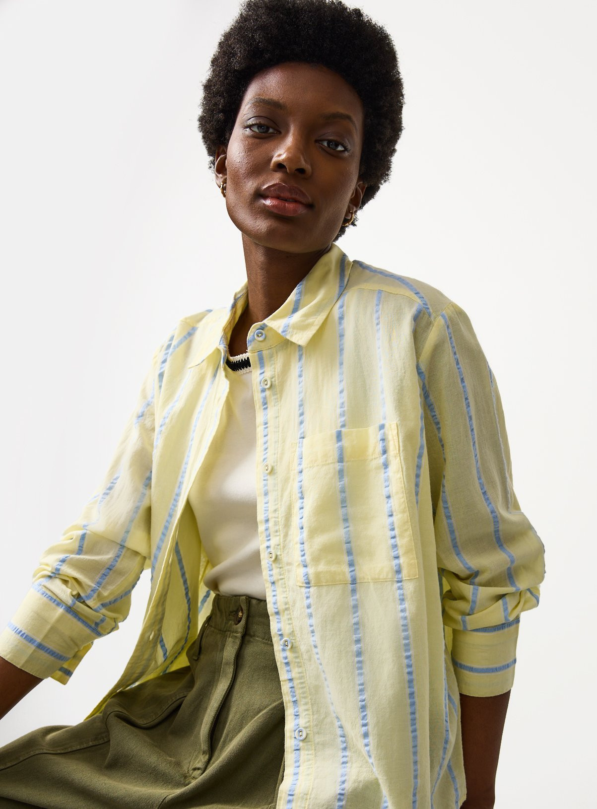 Yellow Stripe Print Long Sleeve Shirt | Tu Clothing