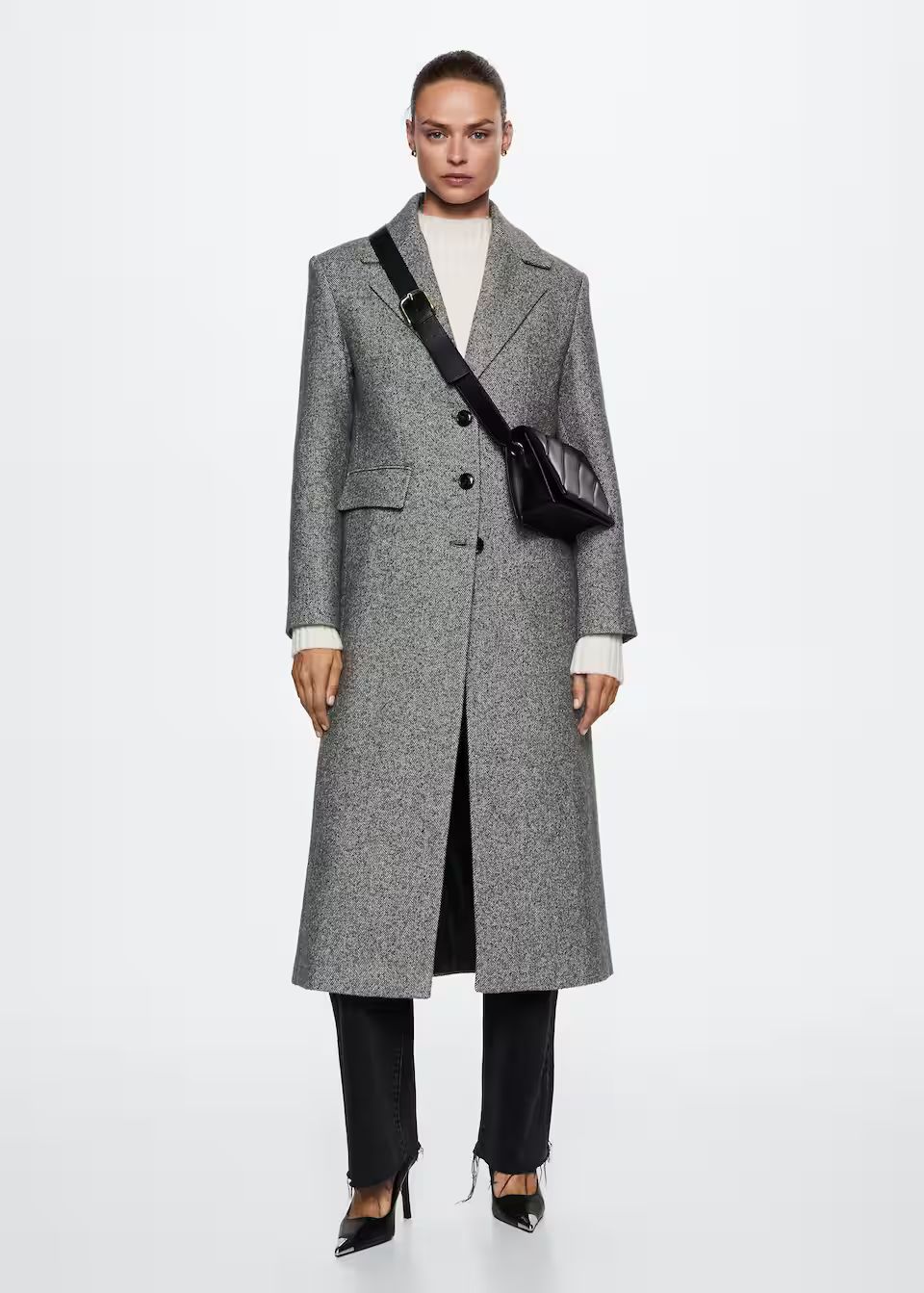 Herringbone oversize coat | MANGO (US)